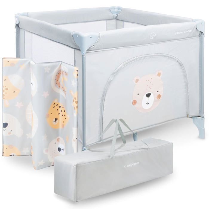 Parc Bébé TecTake Avec Matelas Et Sac - Dimensions 105x105x78 Cm, Pliable, Bleu, Pour 6-36 Mois, Charge 20 Kg
