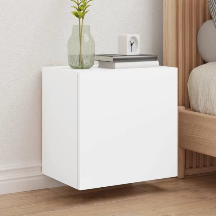 Meuble TV Mural Blanc 100x30x30 Cm - Bois D'Ingénierie - 2 Étagères + 2 Compartiments - Générique - 4