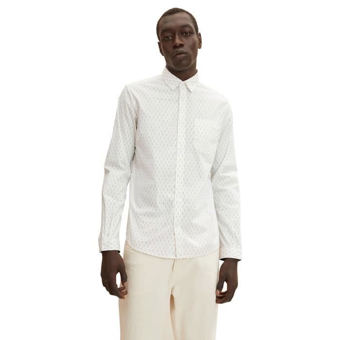 TOM TAILOR Hommes Chemise stretch avec motif 1032341 30153 Off White Geometric Design M Cdiscount Pret a Porter