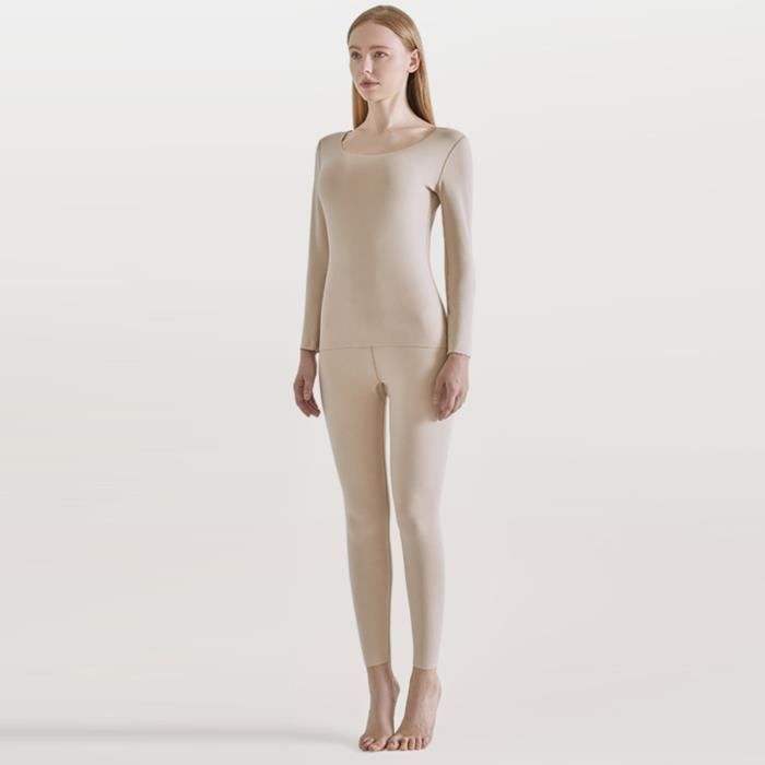 Ensemble Sous-vêtements Chauffants Pour Femme – T-shirt Manches Longues + Legging, 6 Zones De Chaleur