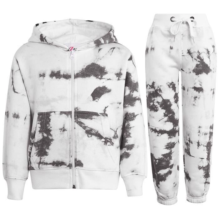 Enfants Filles Surv tement Tie Dye Imprim Capuche Haut et Bas