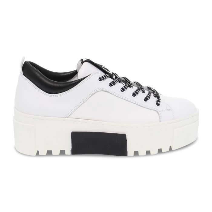 BASKET VIC MATIE M 8324 B en cuir nylon blanc noir Femme