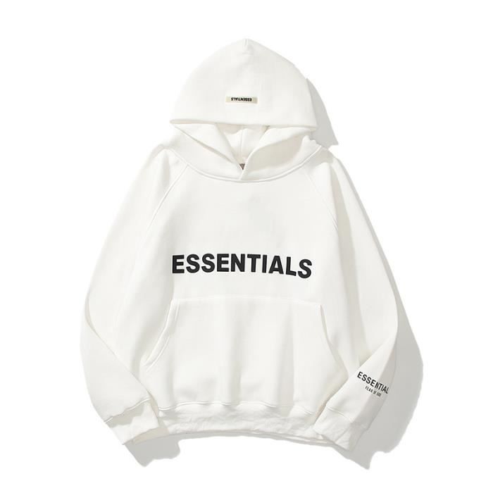 Sweat Shirt FEAR OF DIEU ESSENTIALS Couples Pull Hooded Hommes et Femmes Double Line High Street Automne et Hiver Veste Blanche Cdiscount Pret a Porter