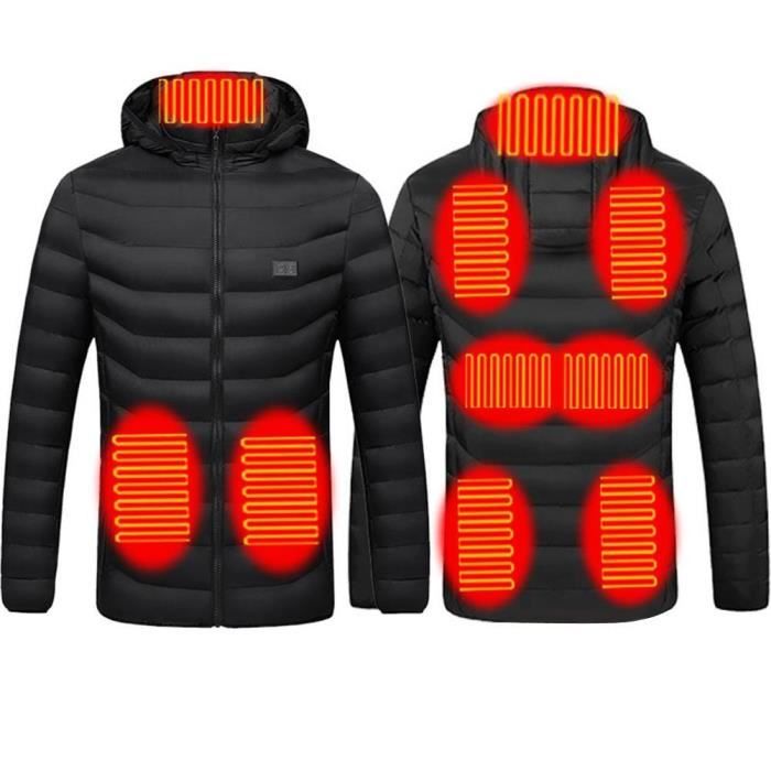 Doudoune Chauffante Homme Et Femme LéGer Chauffant éLectrique USB Vêtements  Hiver Chaud Manteau Doudoune Veste Capuche avec 4 TempéRatures RéGlables 21  Zones de Chauffé : : Mode