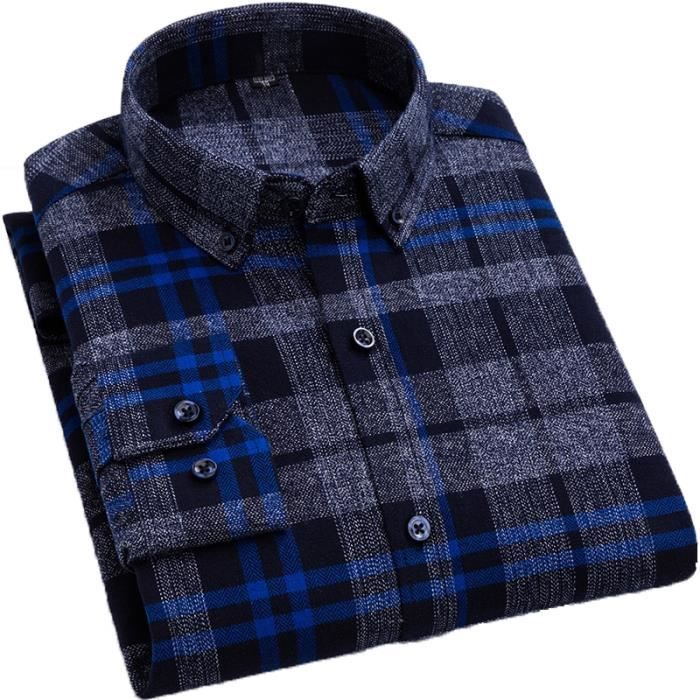 Chemise à Carreaux Pour Homme Conception Originale Tendance Couleur Assortie Md00654