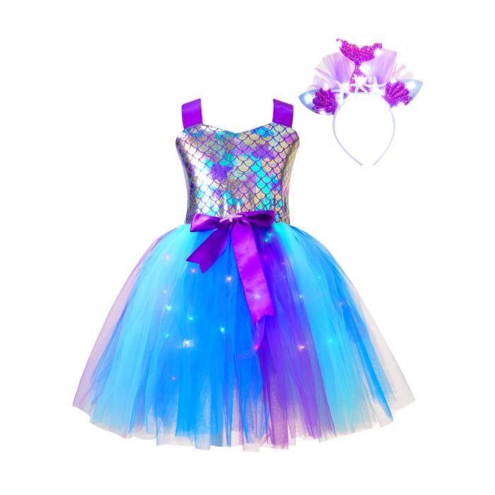 Freebily Robe C r monie Fille Enfant Lumineuse avec Bandeau Sir ne