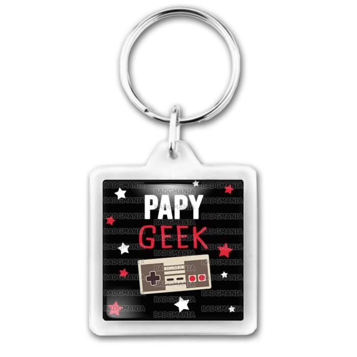 Porte Cles Carre Plastique Papy Geek Humour Idee Cadeau Homme Grands Parents Anniversaire Fete Cdiscount Bagagerie Maroquinerie