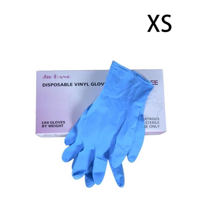 zjchao 100 Pi/èces Gants Jetables en Latex Non Poudre Taille S//M//L pour Le Tatouage la Coiffure Le Bricolage S, Bleu