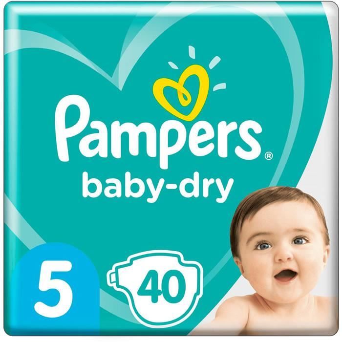 PAMPERS BabyDry Géant Couches Pampers taille 5 (1116 kg) 40 couches Cdiscount