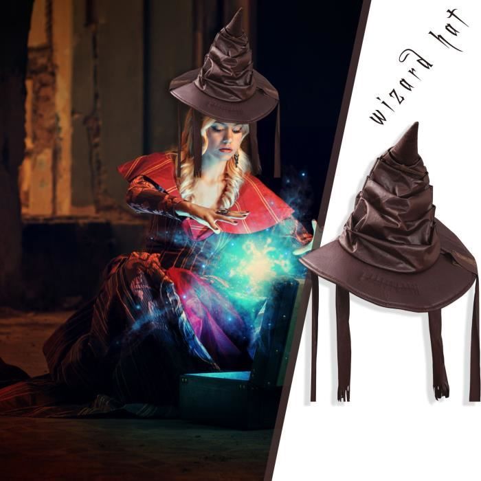 Chapeau De Sorcière Classique Pour Halloween - Bord Large, En Polyester Et Tulle - Taille Unique Adulte/ado