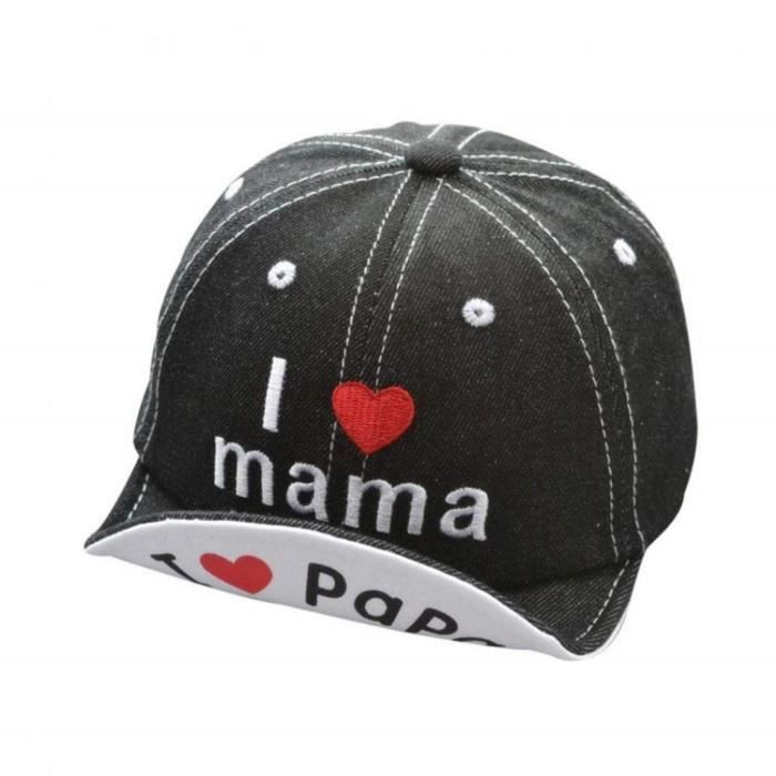 Bebe Brim Flanger Casquette De Baseball Brode Je Aime Maman Papa Du Nourrisson Chapeau De Soleil Denim Cap Pour Enfants I Mama Noira Cdiscount Pret A Porter