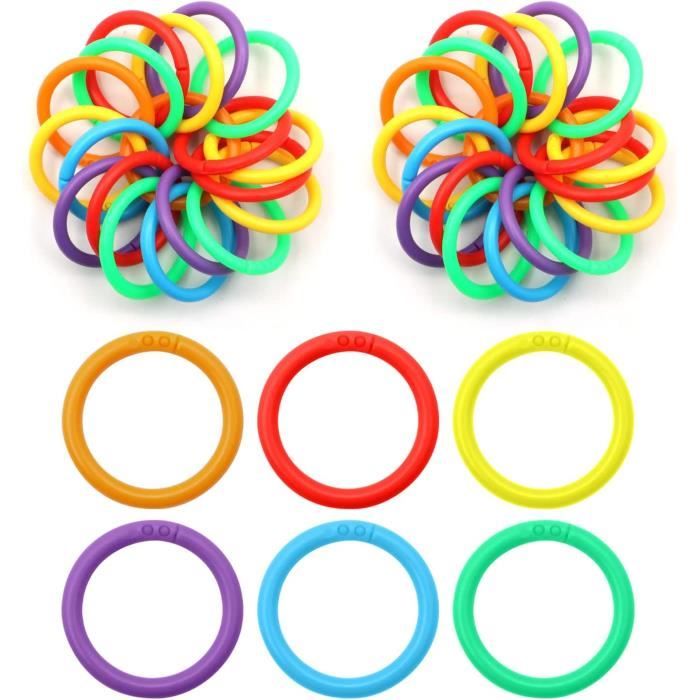 Lot De 100 Anneaux De Reliure Métalliques 30 Mm - 10 Couleurs - Pour Classeurs, Albums, Fiches, Organisation