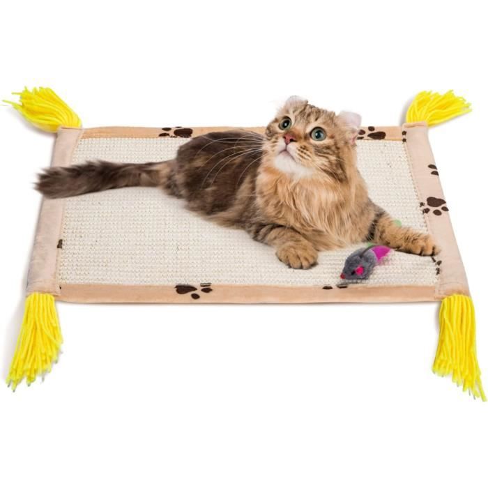 Tapis Griffoir Pour Chat En Sisal - Protège Canapé Et Tapis, Design Compact Avec Surface Interactive Et Adhésif Puissant