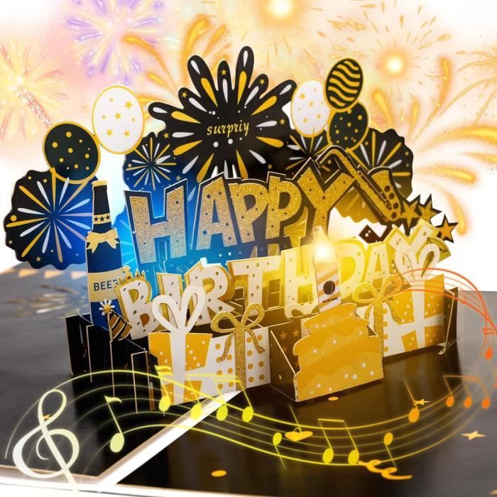 Carte d'anniversaire musicale,carte d'anniversaire pop-up 3D avec Bougie à  Souffler Music Lumière,carte[S79] - Cdiscount Beaux-Arts et Loisirs créatifs