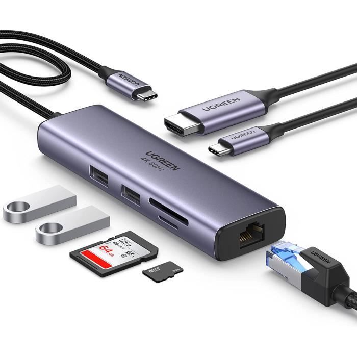 UGREEN Hub USB C Ethernet 4K 60Hz HDMI Adaptateur USB C Compatible avec Steam Deck MacBook Pro Air M2 M1 Surface iPad Pro, 7 en 289