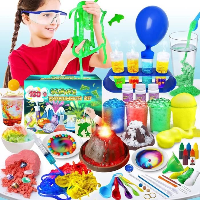 UNGLINGA 100+ Experiences Kit Scientifique pour Enfants, Laboratoire de Chimie et Kit Volcan, Sable Magique, Fouille de Pierres Précieuses, Fizzy Réaction Éducatifs Activités | Votre wishlist sur