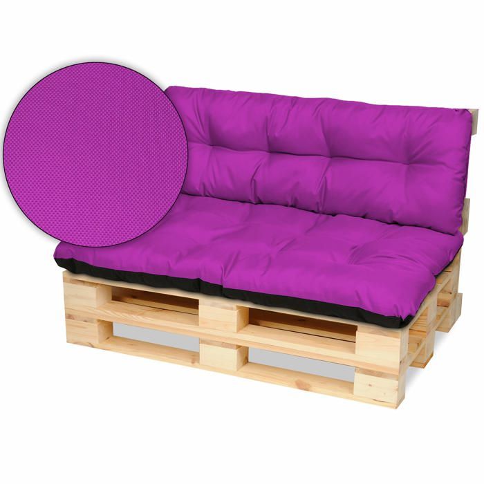 Coussin pour Canapé - SuperKissen24. - Intérieur/Extérieur - Imperméable - 120x80 cm et Appui 120x38 - Fuchsia