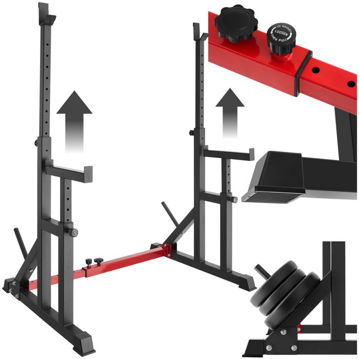 Appareil de sport - TECTAKE - Support CREED multi-fonction pour squat ou développé couché réglable 120 x 86 x 1535 cm - Noir