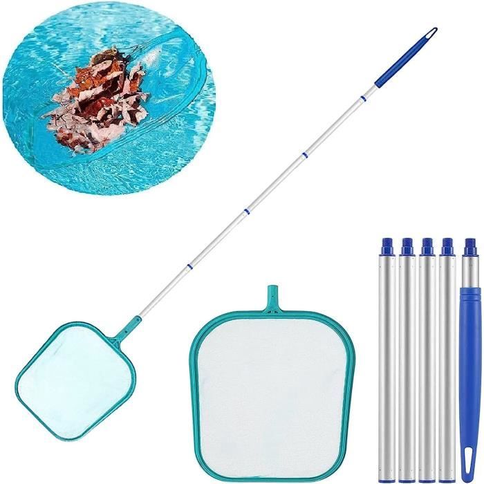 Lot De 2 épuisettes Télescopiques 66-173 Cm – Filet Nylon, Manche Inox – Pour Pêche, Papillon, Insectes, Piscine