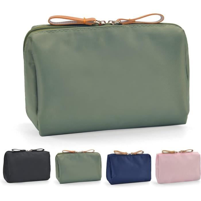Trousse De Maquillage Grande Capacité Noire - Zippée, Imperméable, Plusieurs Poches