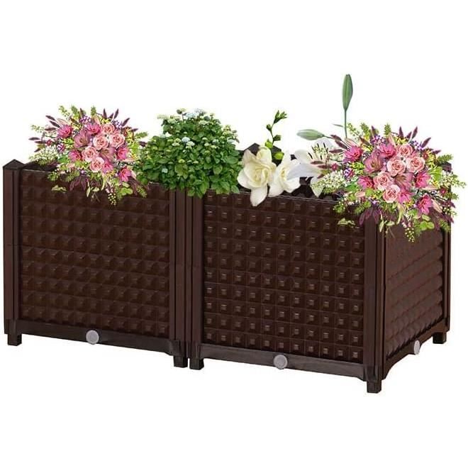 Lot De 2 Bacs à Fleurs Surélevés Outsunny | Ø60x30cm En Acier Galvanisé | Empilables Pour Jardin Ou Balcon