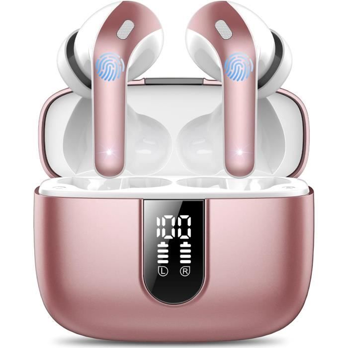 Ecouteurs Bluetooth Sans Fil, Casque Bluetooth 5.3, 60 Heures Avec Affichage Led, Appel Enc Hd