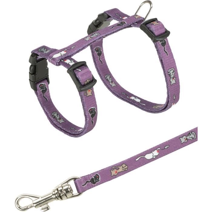 Trixie Harnais chaton nylon reglable 21-34 cm avec laisse 1.2 m
