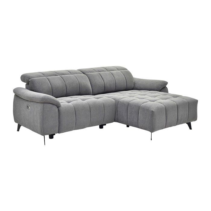 Canapé dangle droit relax électrique en tissu texturé gris CELTIMO