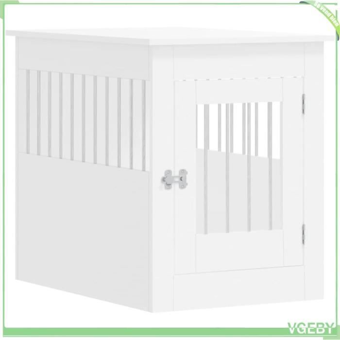 Meilleurs prix pour Meuble de cage pour chiens - VGEBY - 55x80x68 cm - Bois d'ingénierie - Acier - Blanc
