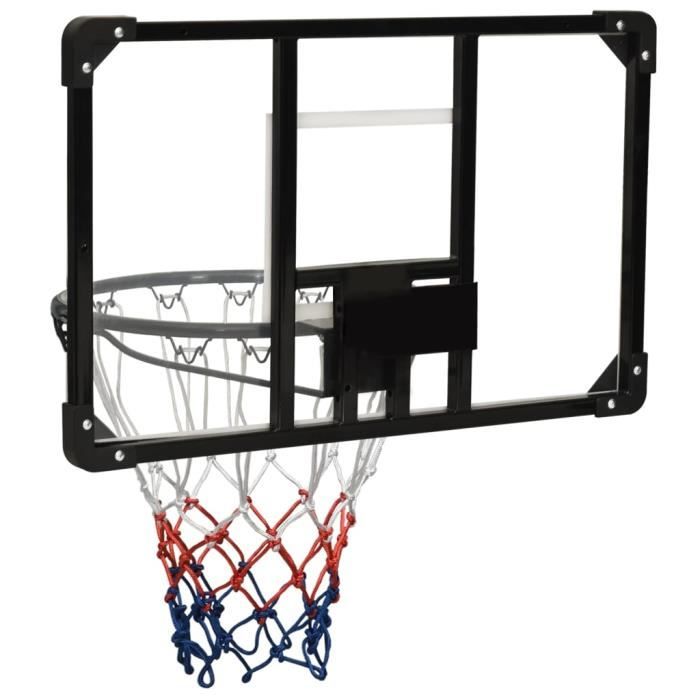 Panneau De Basket-Ball 90x60x2,5 Cm Polycarbonate - Transparent, Arceau Acier Et Filet Nylon, Montage Mural, Intérieur/Extérieur