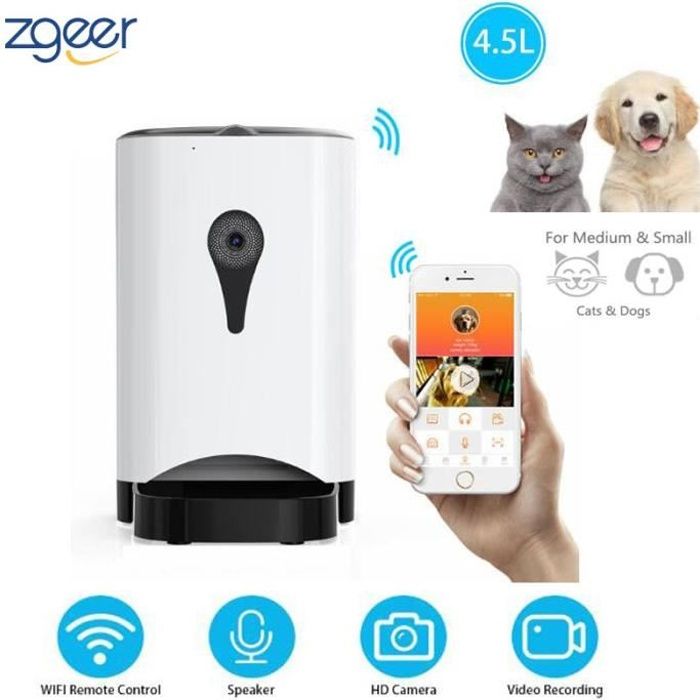 4 5l Distributeur Croquette Automatique Photos Video Audio Programmable Ameliore Pour Petit Moyen Grand Chiens Chats Cdiscount