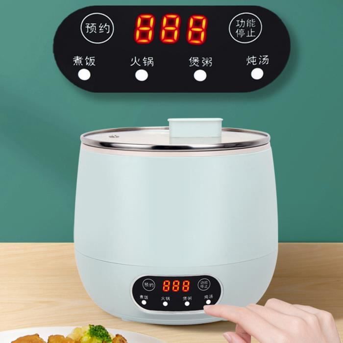 Petit Cuiseur à Riz, Multifonctionnel 1,8 L, Double Couche, Anti-brûlure, Antiadhésif, Marmite électrique Pour Nouilles, Soupe, Ragoût, Cuisson à La Vapeur