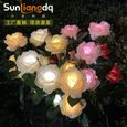 Lanterne Solaire Exterieur Jardin  - Avec  rose fleurs et un panneau solaire étanche - Décoration pour jardin, pelouse, terrasse,-1