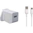 MUVIT FOR CHANGE Pack Chargeur Secteur 12W + Câble USB C - 1.2 m - Blanc - UK-1