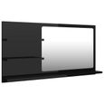 6074BOOST•)Miroir de salle de bain MIROIR LUMINEUX LED SALLE DE BAIN Miroir Mural avec éclairage LED Noir brillant 90x10,5x45 cm Agg-1