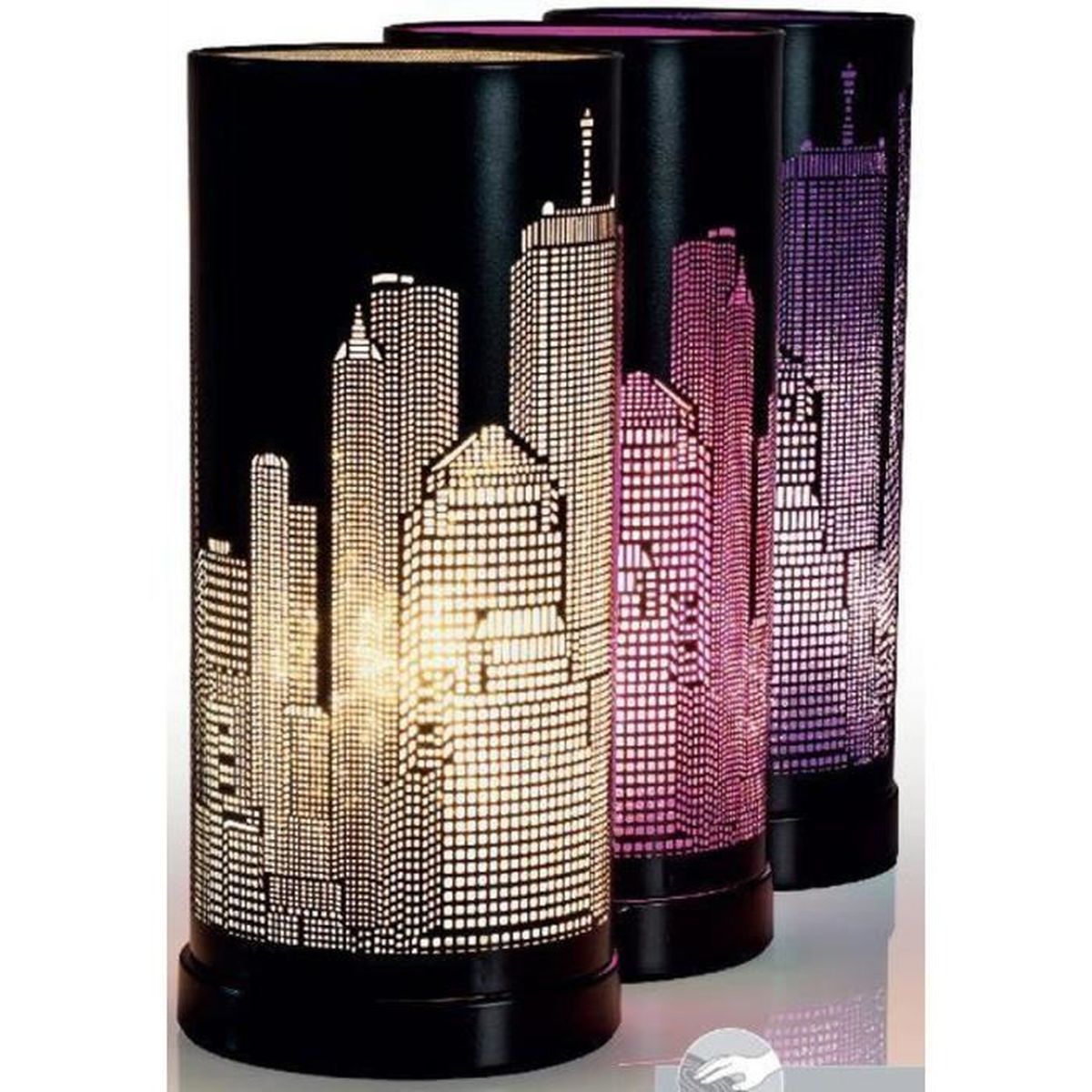 Lampe Tactile New York Cylindrique Argente Noire Achat Vente