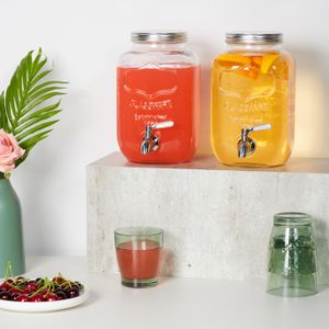 Distributeur De Boisson En Verre 3,8 L Avec Robinet Et Support Doré - Pour Limonade, Punch, Thé Glacé - Idéal Fêtes, Jardin, Réceptions - 4
