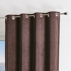Rideau Thermique Suédine Doublé Polaire Taupe - 140x180 Cm, Prêt à Poser Avec œillets, Lavable