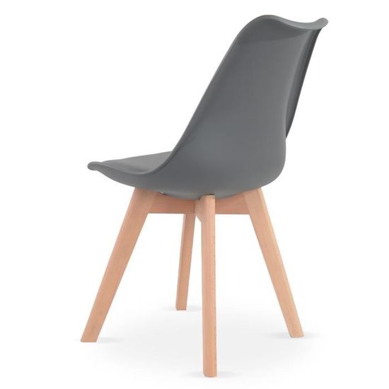 Lot de 6 chaises - Blanc - Scandinave - Pieds bois - Lot de 6 chaises