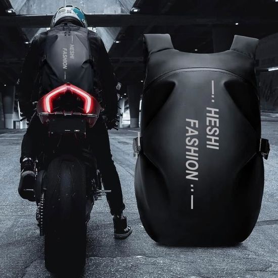 OG Original Sac à Dos Moto GO Étanch Noir 20L, Sacoche Porte- Casque Motard, Sangle Casque, Vélo, Homme, Portable, Réfléchissant, Antivol