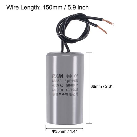 sourcing map CBB60 Condensateur Fonctionnement 35uF 450V AC Double Insert 50 /60Hz Cylindre 92x44mm Blanc pour Moteur Pompe à Eau Compresseur Air
