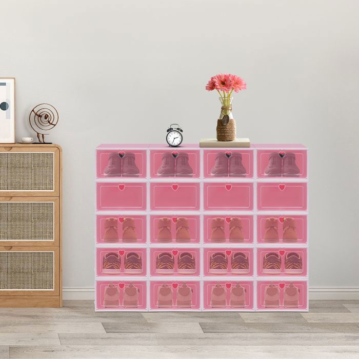 Boite Chaussure Boîtes à Chaussures Transparentes Empilables - Lot De 6, Rangement Pliable Jusqu'à Taille 46 Boîtes Chaussures