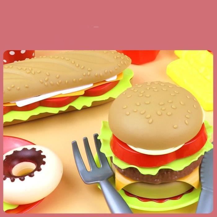 HERSITY Jouet Aliment Cuisine Hamburger, Dinette Enfant avec Gâteau Dessert  Plateau, Jeux D'imitation Cadeau pour Fille Garçon 3 4 5 Ans : :  Jeux et Jouets