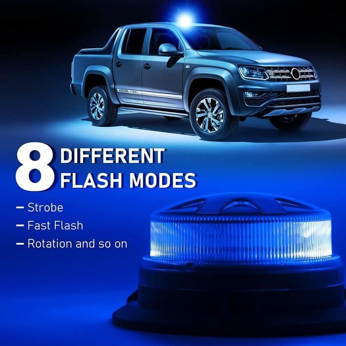 Lampe flash LED magnétique bleu 12V/24V - Tout pour votre voiture