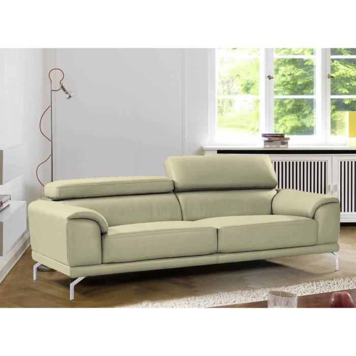 Canapé design contemporain beige 3 places BRITTA - Cdiscount Maison