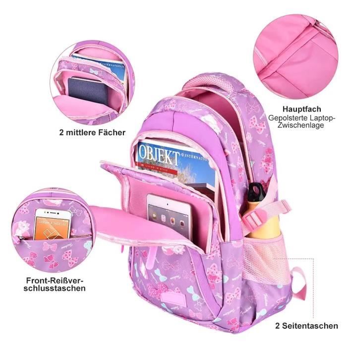 Cartable Fille Primaire CP Enfant Violet Sac a Dos Ecole Scolaire
