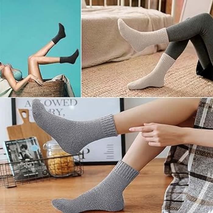 5 Paires Chaussette Chaudes Femme Hiver Chaussette en Peluche Epaisses Chaude Chaussettes pour Dormir Chaussettes de Sol Chaudes F black Cdiscount Pret a Porter