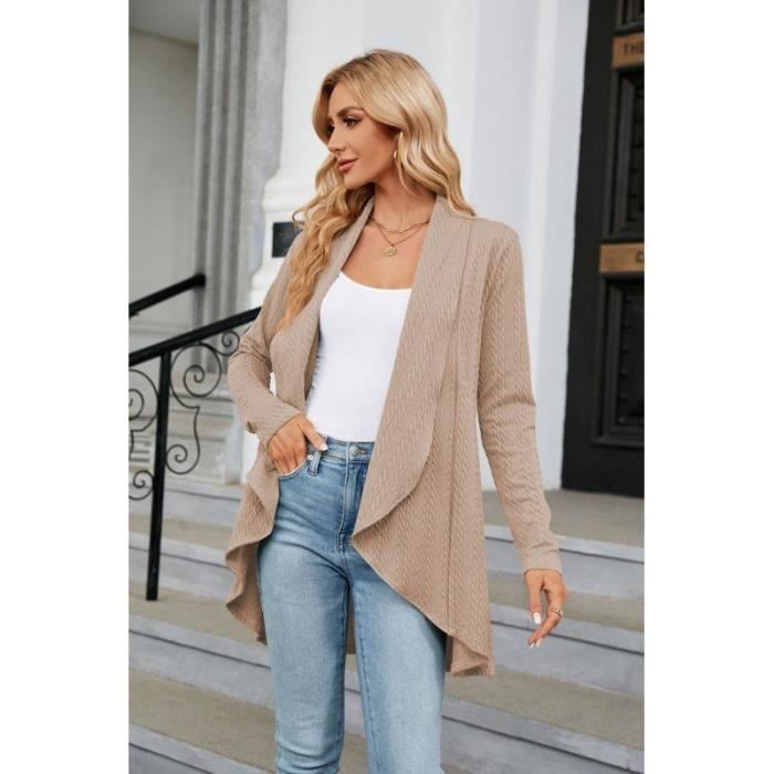 Gilet Femme Cardigan Ouvert Pour Femmes Chandails a Manches Longues Cardigan elegant et Leger Pull en Tricot Chandail Couleur Unie Kaki Cdiscount Pret a Porter