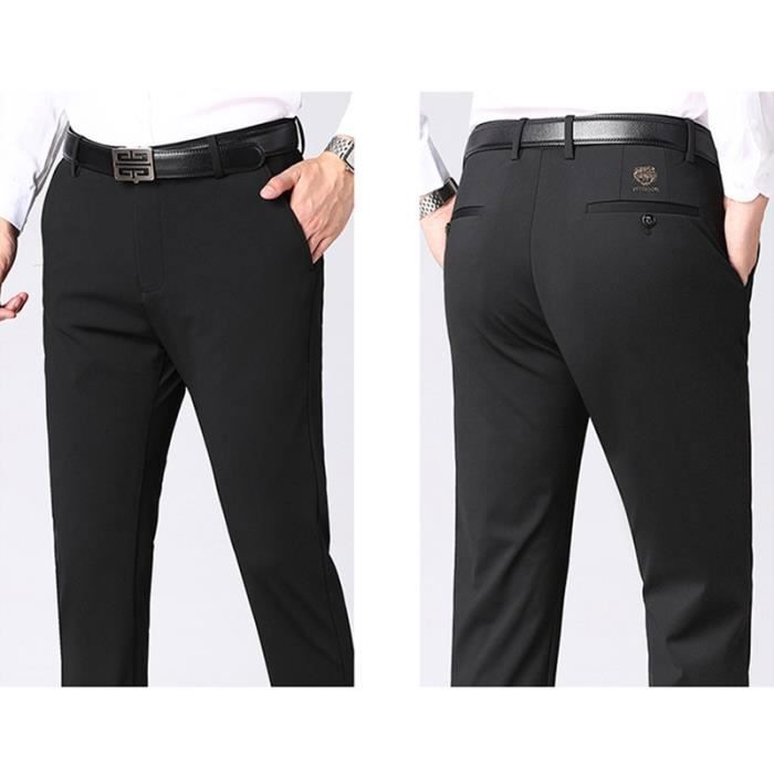 Pantalon Chino Homme Stretch Coupe Droite Pantalon Business Leger Couleur Unie Tissu Confortable Noir Noir Cdiscount Pret a Porter