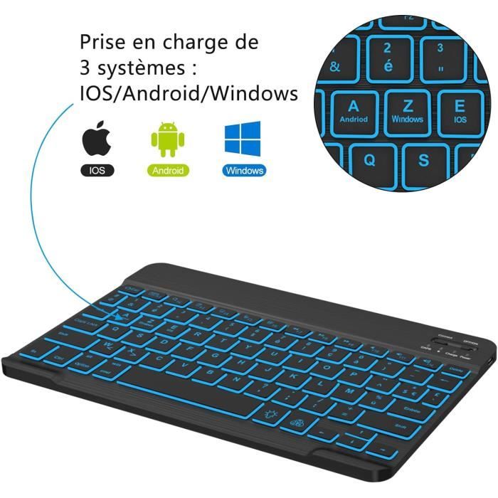 Clavier Bluetooth Rétro-éclairé - Azerty Français - Avec Batterie Intégrée - Occasion En Bon état